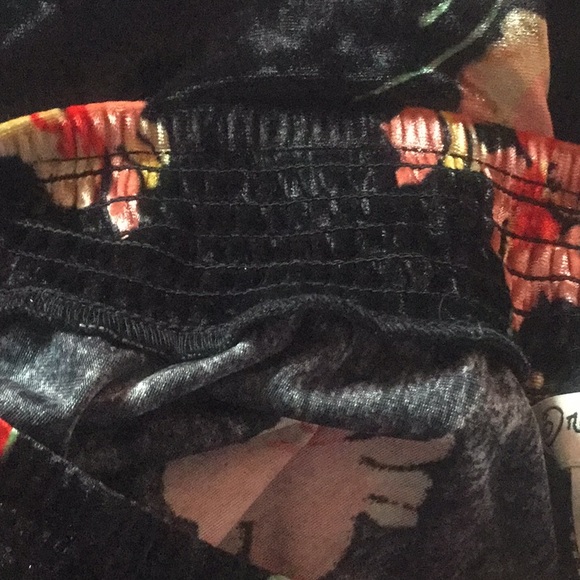 Indigo Rein Black Velour Floral Palazzo Wide Leg Pants NWT - Picture 5 of 9